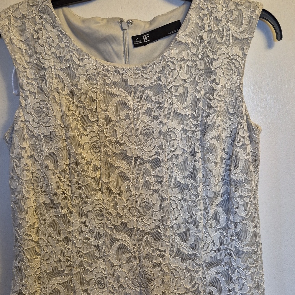 Elegant Lace Womens Dress in Gray, With Lots Of Sparkle, Gray/ Silver. - Picture 6 of 11